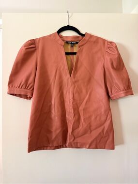 Steve Madden Terracotta Puff Sleeve V-Neck Blouse